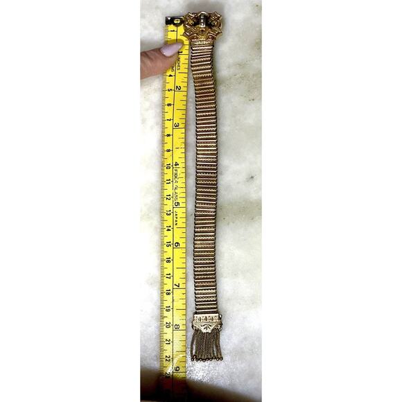 Antique Victorian Etruscan Revival Tassel Slide Bracelet Seed Pearl Gold Filled - Picture 14 of 16